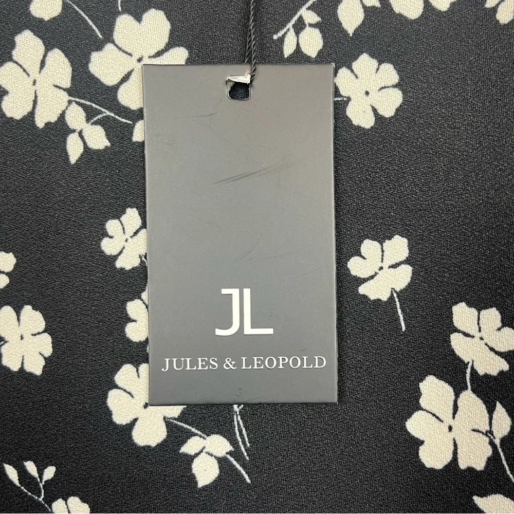 NWT Jules & Leopold black & white floral print flutter sleeve blouse top, 3X. - Picture 7 of 11
